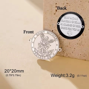 Saint Michael 20mm round double-sided metal pendant charm for necklaces and bracelets