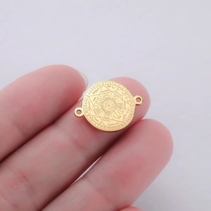 Gold Seven Archangels seal pendant with dual connector holes for DIY jewelry