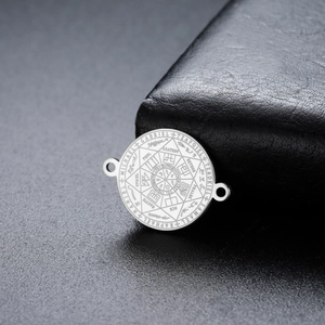 Polished stainless steel Seven Archangels Seal pendant with double hole connectors