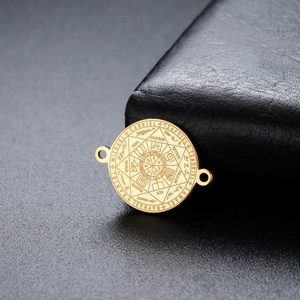 Gold Seal of the Seven Archangels double-hole compass charm in titanium steel