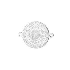 Silver Seven Archangels Sigil compass pendant in stainless steel for DIY jewelry