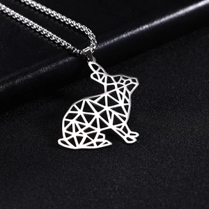 Hol Geometrisch Dier Hanger Halsketting Roestvrij Staal Wolf Tijger Leeuw Olifant Konijn Sieraden Voor Heren Dames Dagelijks
