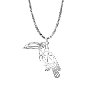 Minimalistische geometrische toekan hanger ketting in zilver roestvrij staal met ketting