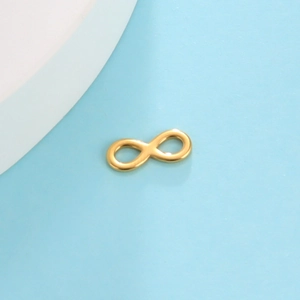 Polished 18K gold plated stainless steel infinity symbol pendant for DIY jewelry