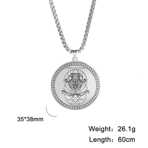 Edelstahl-Tierkreis-Halskette mit Silberkette und geometrischem Muster für Herren