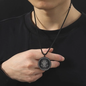 Edelstahl 12 Sternzeichen Anhänger Halskette Für Damen Herren Hip Hop Runde Münze Gravierte Konstellation Schmuck Gold Silber Schwarz