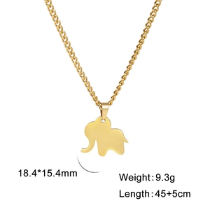 Collana con ciondolo a forma di elefante in oro lucido in acciaio inox con dimensioni e catena