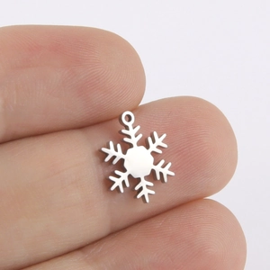 Pendentif flocon de neige en acier inoxydable poli miroir avec bélière ronde pour bijoux