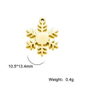 Vergoldeter Schneeflocken-Anhänger aus Edelstahl 10,5x13,4mm für DIY-Schmuck