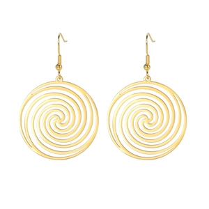Chic golden spiral circular drop earrings with elegant hollow design for women