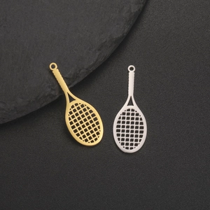 Stainless Steel Tennis Racket Pendant DIY Jewelry Charm For Necklace Bracelet Gold Silver Sporty Miniature Accessories Pendant Only Without Chain