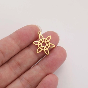Pendentif en acier inoxydable doré avec nœud celtique et mandala hexagonal pour bijoux