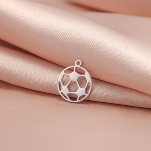 Pendentif football ajouré en acier inoxydable plaqué or 18K pour bijoux DIY