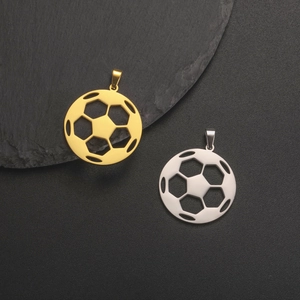 Stainless Steel Soccer Ball Hollow Out Pendant DIY Sports Jewelry Accessories For Necklace Keychain Making Men Women Gift