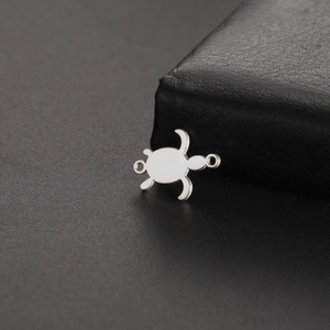 Connecteur pendentif tortue en acier poli pour bijoux DIY sur cuir noir