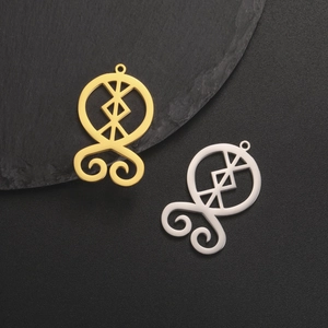 Vintage Stainless Steel Mystic Symbol Cross Pendant Hollow Geometric Rune DIY Necklace Bracelet Jewelry Making Component