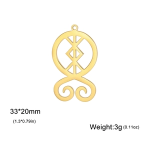 Vintage stainless steel troll cross pendant for DIY jewelry making 33x20mm gold