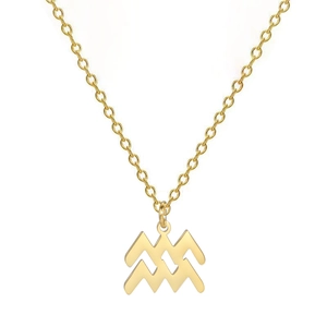 Collar Acuario dorado con colgante de símbolo minimalista y cadena de eslabones finos