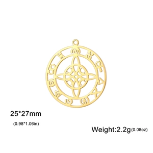 Golden stainless steel Celtic knot moon pendant with mystic symbols, 25x27mm DIY jewelry part