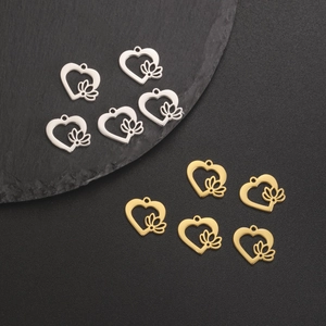 Pendentifs cœur et lotus ajourés en or 18 carats et argent pour bijoux DIY