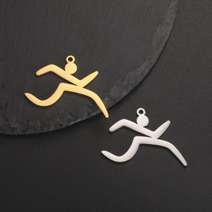 Pendentif Seul (Sans Chaîne) en Acier Inoxydable Silhouette de Figure de Course Charms Sportifs pour Création de Bijoux DIY