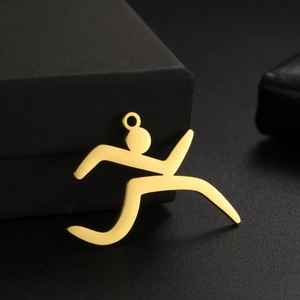 Pendentif vélo en acier inoxydable plaqué or 18K sur un coffret cadeau noir élégant