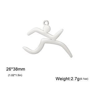 Pendentif homme qui court en acier poli pour bijoux DIY, taille 26x38mm