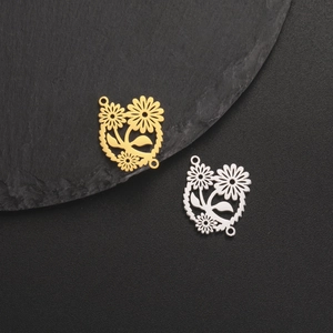 DIY Roestvrij Stalen Holle Madeliefje Bloem Hangers Sieraden Connectoren Voor Ketting Armband Maken Goud Staal Kleur