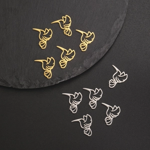 Stainless Steel Hollow Hummingbird Pendant DIY Jewelry Finding For Necklace Earring Making Gold Silver Plated Animal Accessory