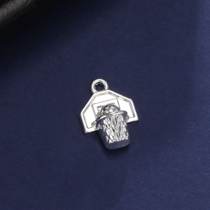 Edelstahl Basketballkorb Anhänger Nur Ohne Kette Für DIY Schmuckherstellung Sportlicher Metall Basketballring Charm