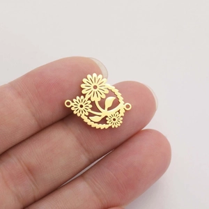 Gouden roestvrijstalen madeliefje bloem hanger voor het maken van DIY sieraden creaties