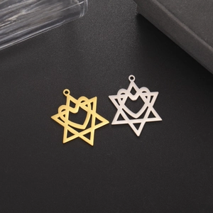 Edelstahl Hohl Hexagramm Herz Anhänger Für DIY Schmuckherstellung Davidstern Halsketten Charm Damen Gold Silber