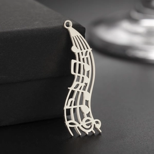 Pendentif notes de musique en argent poli avec clé de sol et portée pour bijoux DIY
