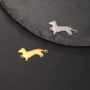Ciondolo Bassotto Cane in Acciaio Inossidabile per Creazione Gioielli Fai-da-te Collana Bracciale Connettore Regalo