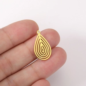 18K gold-plated teardrop pendant made of stainless steel for DIY jewelry making