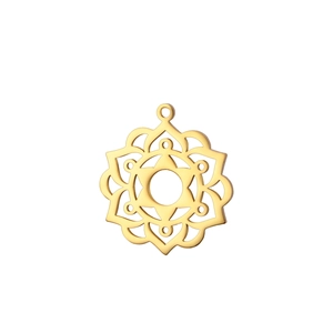 Exquisite 18K gold plated mandala flower hollow pendant for DIY necklaces and jewelry