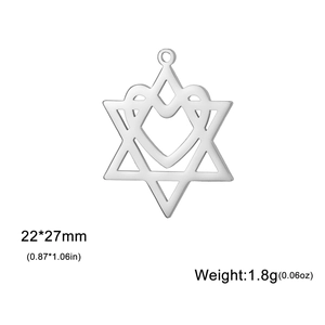 Details zu Edelstahl-Hohlstern- und Herzanhänger mit Maßen 22x27 mm und 1,8 g Gewicht