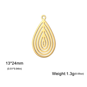 18K gold plated teardrop hollow charm with dimensions 13x24mm for DIY jewelry making