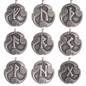 Colgante De Runa Vikinga Nórdica Retro Aleación Plata Antigua Volutas Celtas Dijes Circulares De Letras Rúnicas Para Creación De Joyas DIY