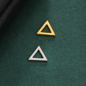 Minimalist 18K gold and silver triangle charms for DIY jewelry making in polished steel