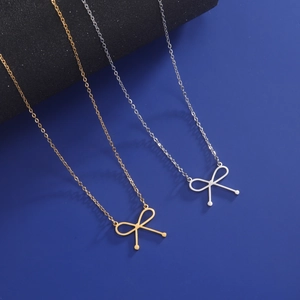 Minimalistische Roestvrij Stalen Strik Hanger Halsketting Voor Vrouwen Meisjes Goud Zilver Vergulde Strik Sieraden Cadeau