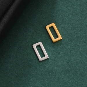 Polished rectangular geometric pendant charms in 18K gold and silver for jewelry making