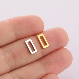 Minimalist geometric hollow rectangle pendants in gold and silver for DIY jewelry making