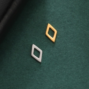 Polished 18K gold plated geometric hollow rhombus pendants in gold and silver finish