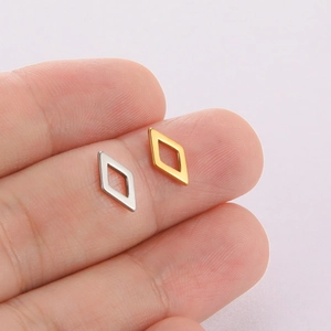 18K gold plated hollow diamond geometric pendants in gold and silver finishes