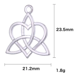 Colgante de corazón con nudo celta plateado para joyería DIY, altura 23,5 mm