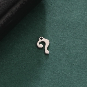 Polished stainless steel question mark pendant charm with top hole for jewelry making