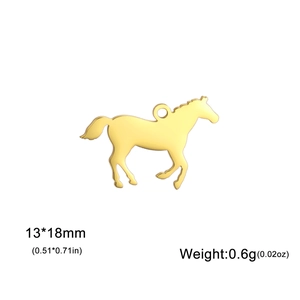 Pendentif cheval en acier inoxydable doré 18K 13x18mm pour la création de bijoux