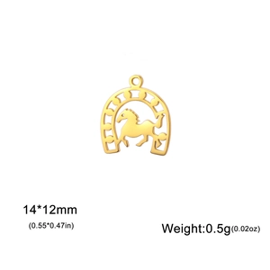 18K gold plated stainless steel horse pendant for DIY jewelry making 14x12mm