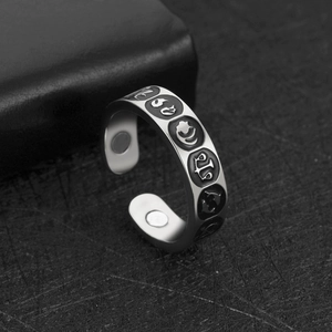Vintage Hip Hop Edelstahl Sternzeichen Offener Ring Für Herren Magnettherapie Verstellbar Zwölf Tierkreiszeichen Galvanisierter Schmuck
